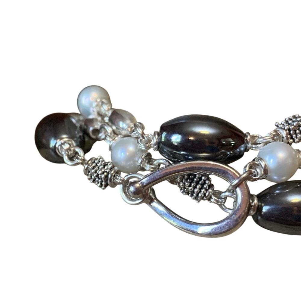 Michael Dawkins Bracelet Sterling Silver, Hematite and Pearl Multi Strand - Picture 7 of 9